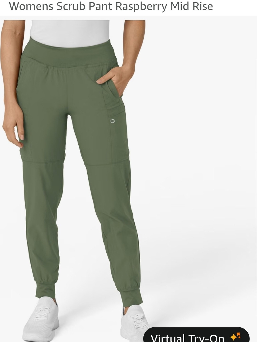 WonderWink Olive Mid-Rise Track Jogger Pants